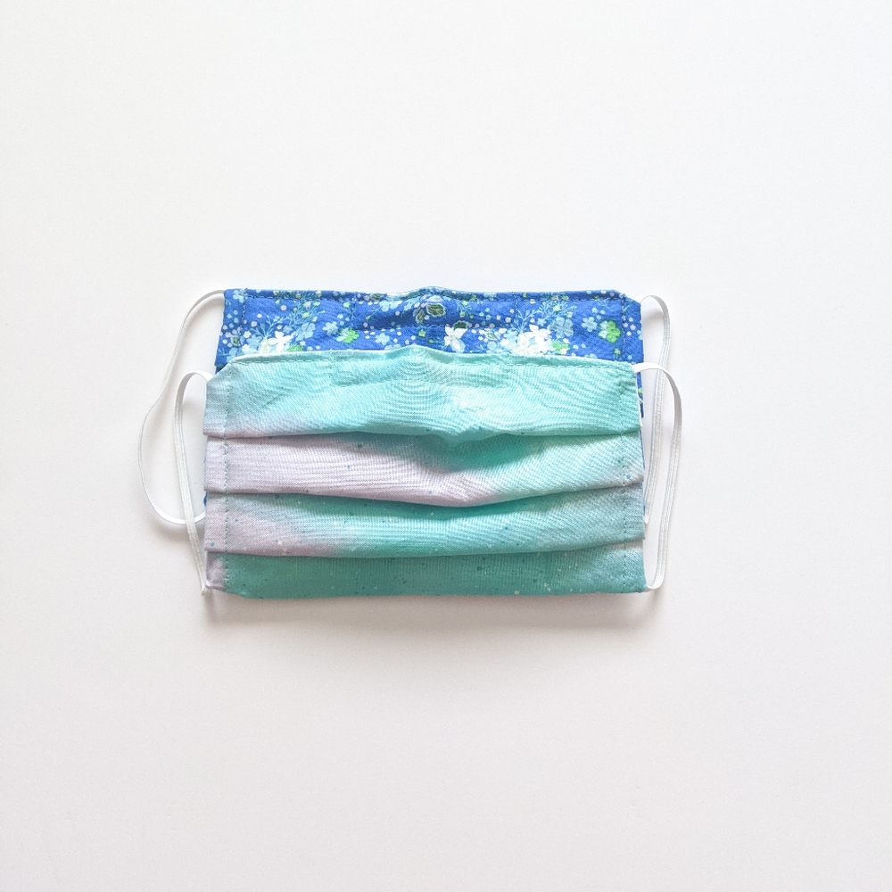 SET 2 masks - Mermaid / Blue Floral, Medium